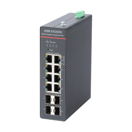 Switch 8 x RJ45 Gigabit PoE 802.3at/af/bt, 4 x SFP Gigabit, Smart Management, sina DIN - HIKVISION DS-3T1512HP-SI-8P4F HIKVISION